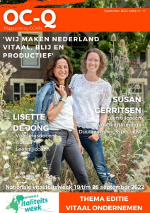 voorpagina oc q magazine editie nr 17, september 2022 op de cover lisette de jong en susan gerritsen-overakker
